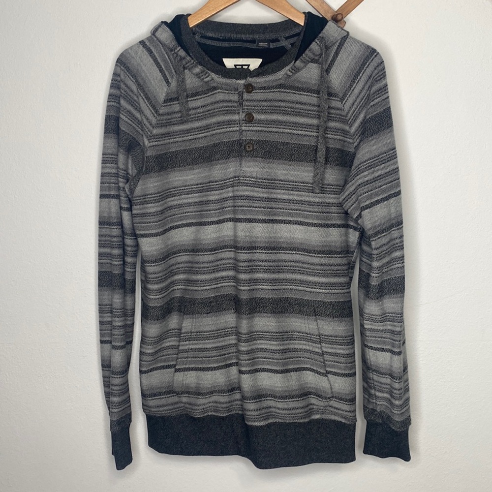 VISSLA Hoodie Henley Striped Long Sleeve Pull-Over